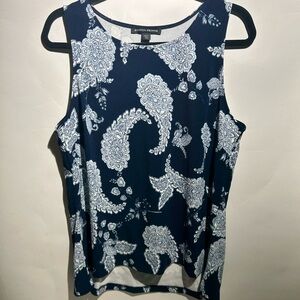 Women’s Blue and White Paisley Blouse